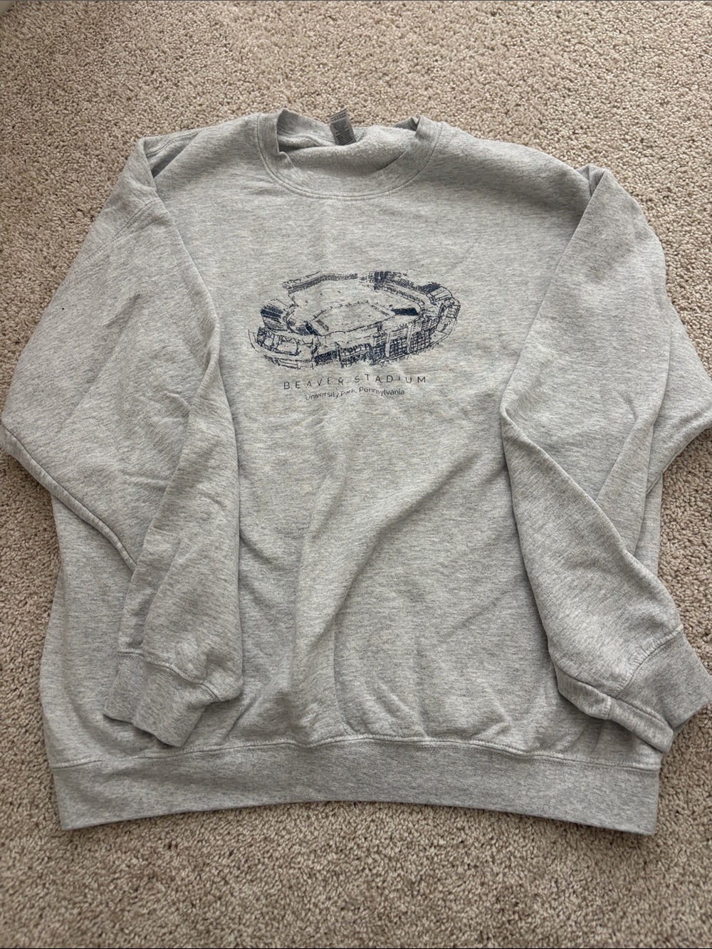 Gray Beaver Stadium Graphic Crewneck Sweatshirt